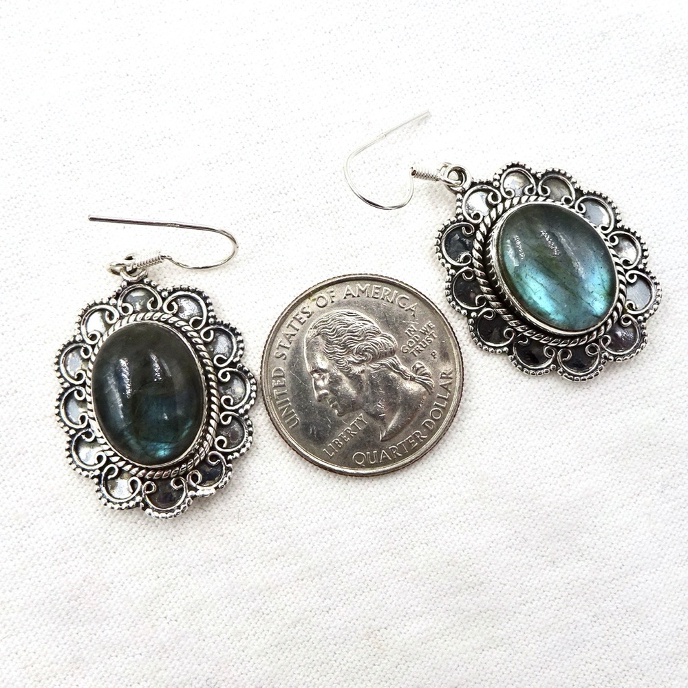 PTI Sterling Silver Labradorite Dangle Earrings - Picture 8 of 11